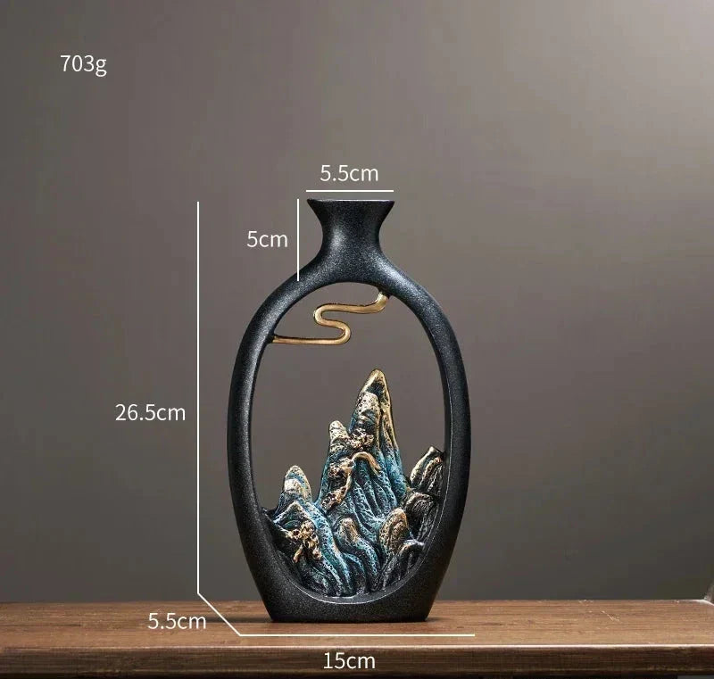 Oriental Mountain Landscape Vases - Artistic and Exotic