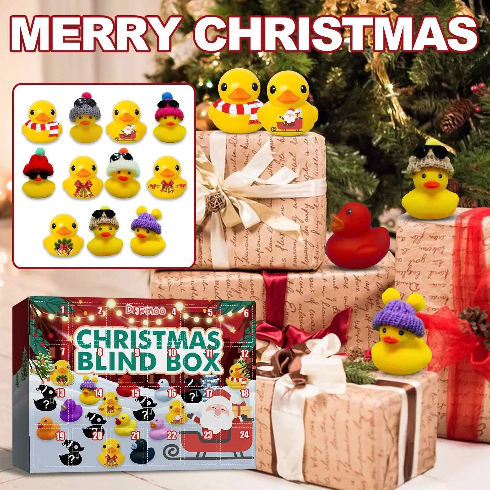 JoySpritz Christmas Duck Calendar | Festive Rubber Ducks with Unique Holiday Designs