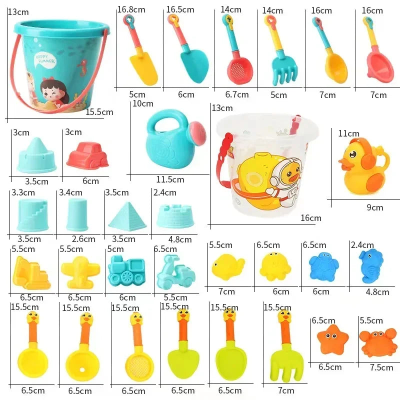 Children's Beach Toy Set – Bucket, Spade, Water Bottle and More for Summer Fun