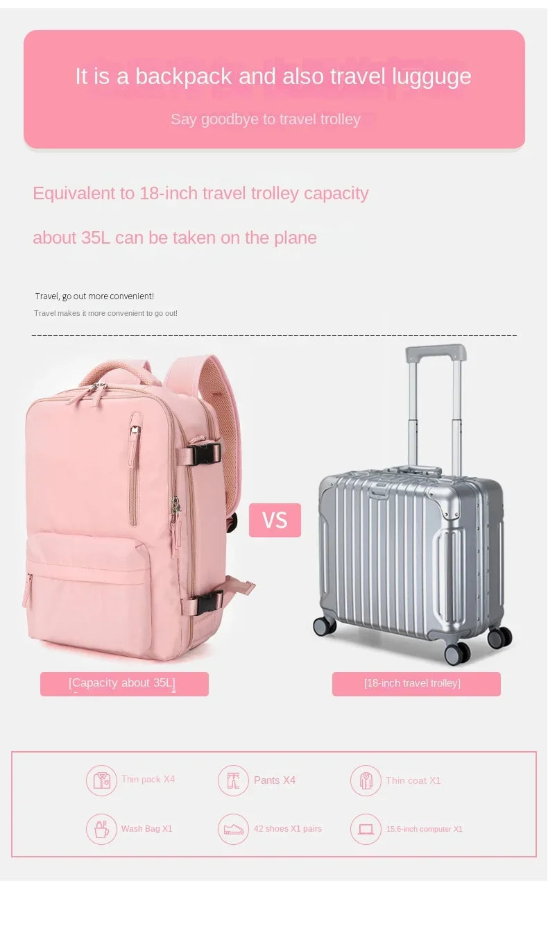 Travel Carry-On Backpack with Shoe Compartment