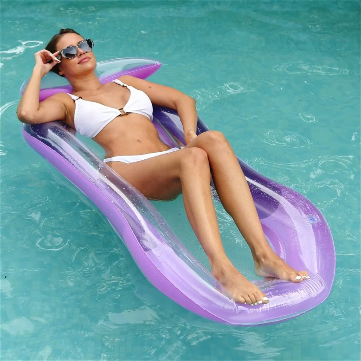 Luxury Inflatable Water Lounger with Elevated Headrest - Perfect for Pool and Beach