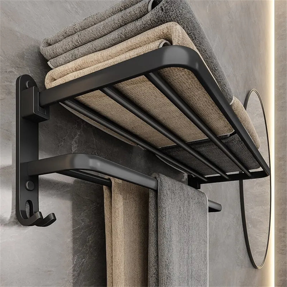 EliteRack Modern Towel Organizer | Foldable, Rustproof & Quick Drying Bathroom Storage