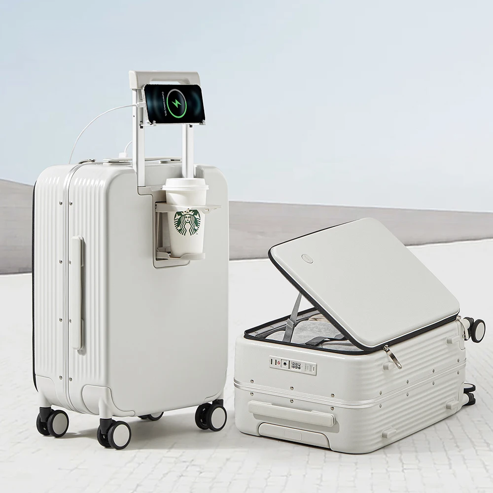 Aluminium Frame Hard Shell Suitcase with USB Port – Turin