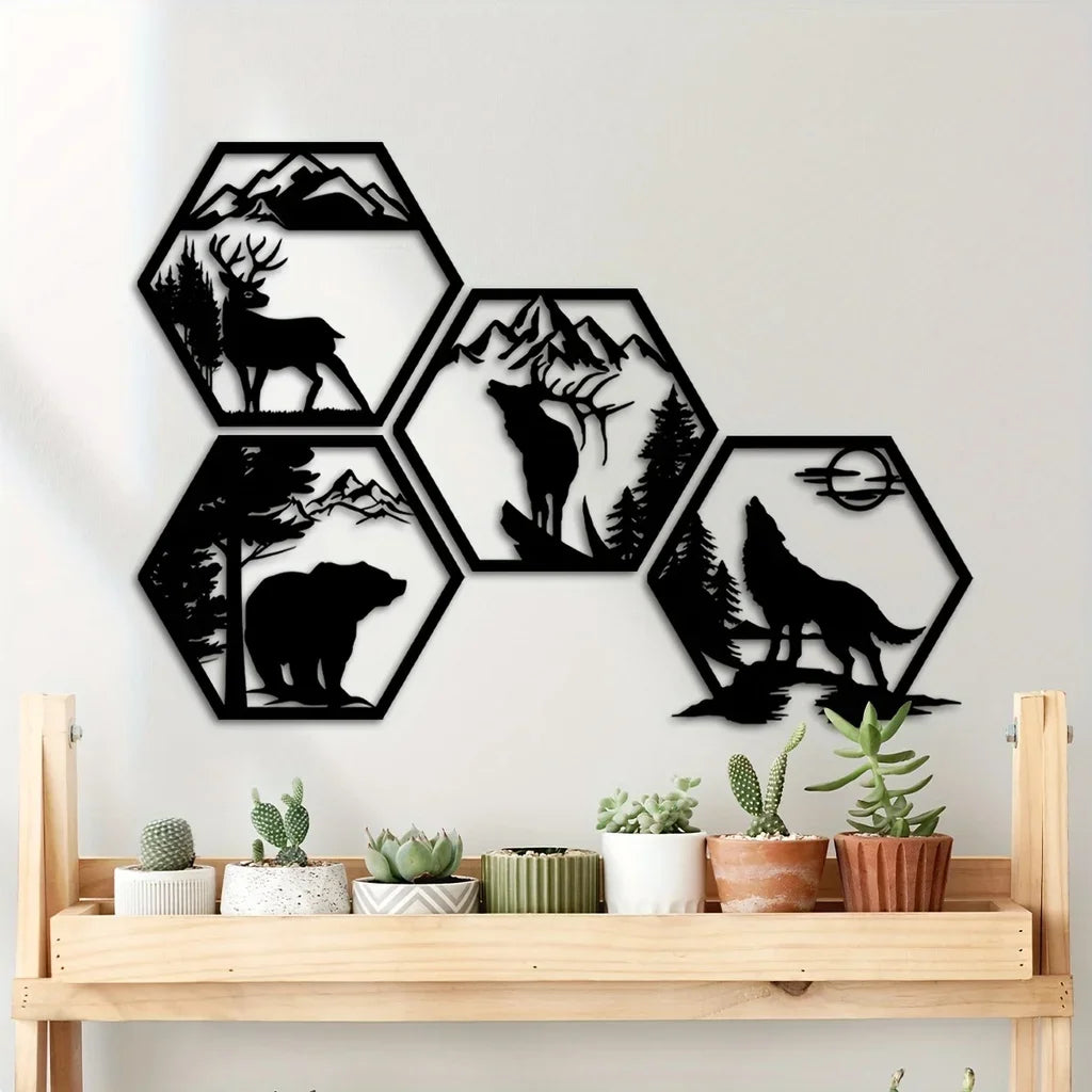 Wilderness Geometric Wall Decor – Animals and Mountains