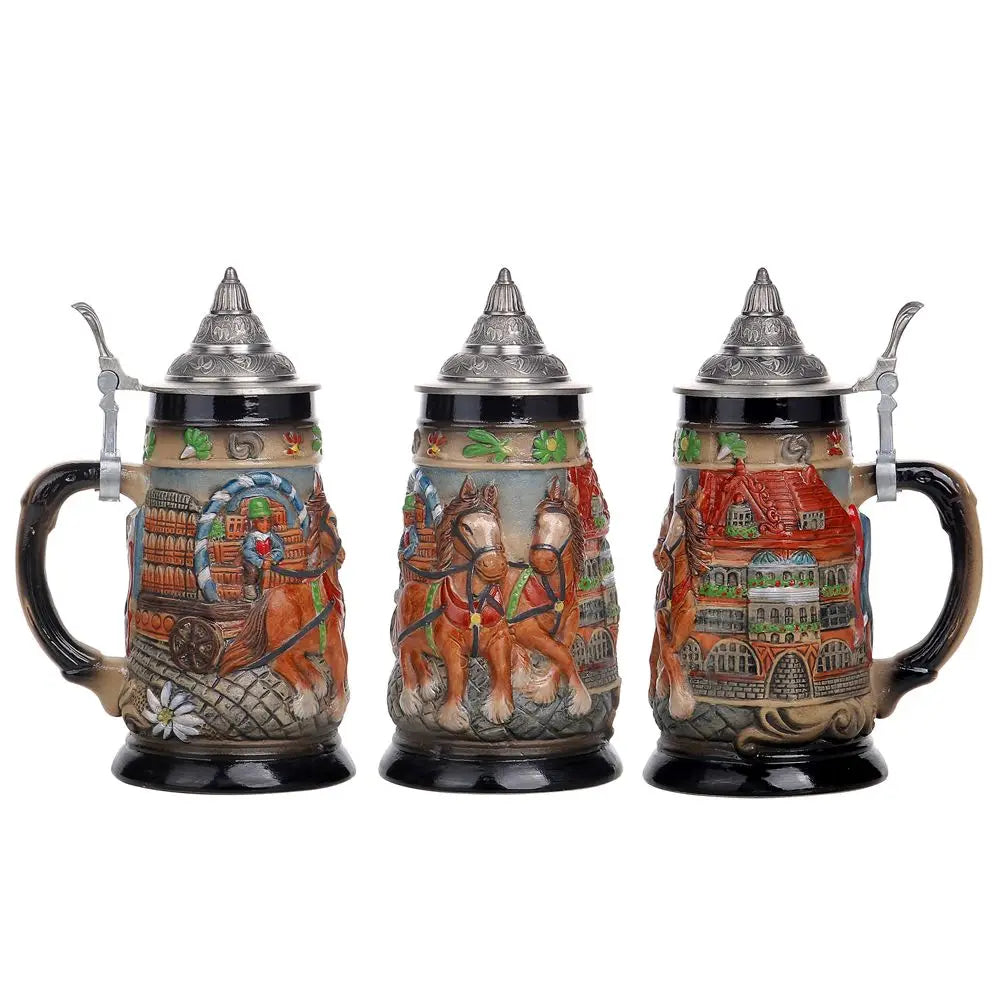 Beer Mug with Relief & Pewter Lid (0.8 L) – Bavaria Mug Oktoberfest 2025