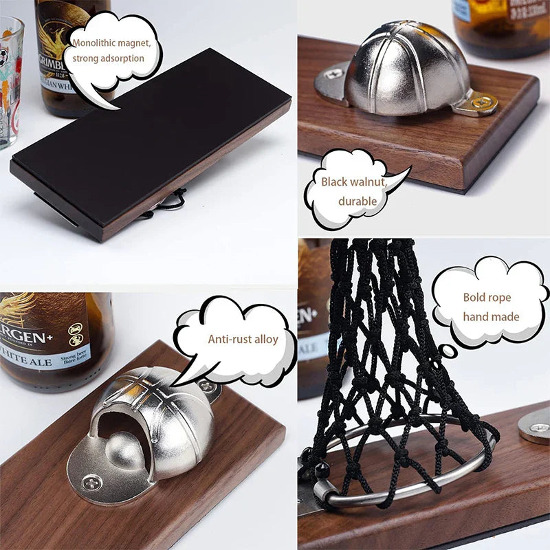Basketball Net Wall Bottle Opener - Sporty Gift for Father's Day