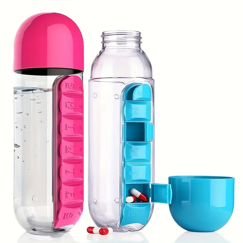 VitaBottle - Portable Water Bottle with Built-in Pill Box.