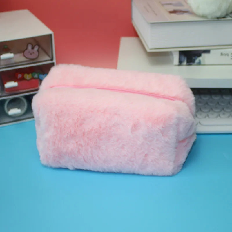 Plush zip case | Pencil case | Soft storage case with large capacity for pencils and pens