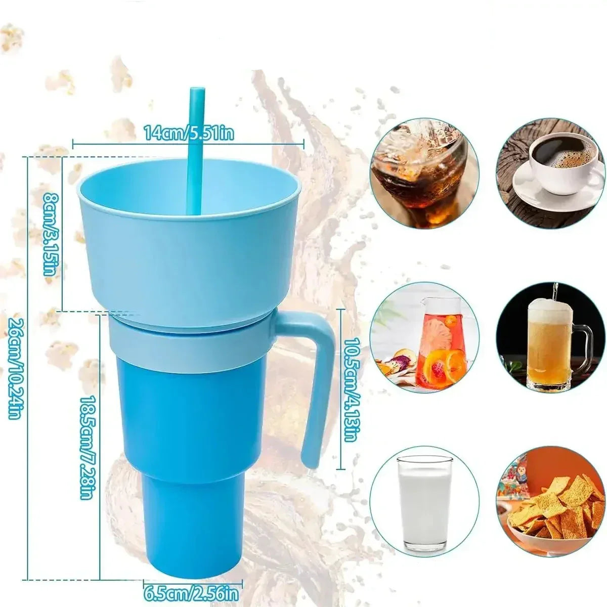 DualSip Luxe Snack & Beverage Cup | Spill-Proof 2-in-1 Cup for Busy Days and Family Outings