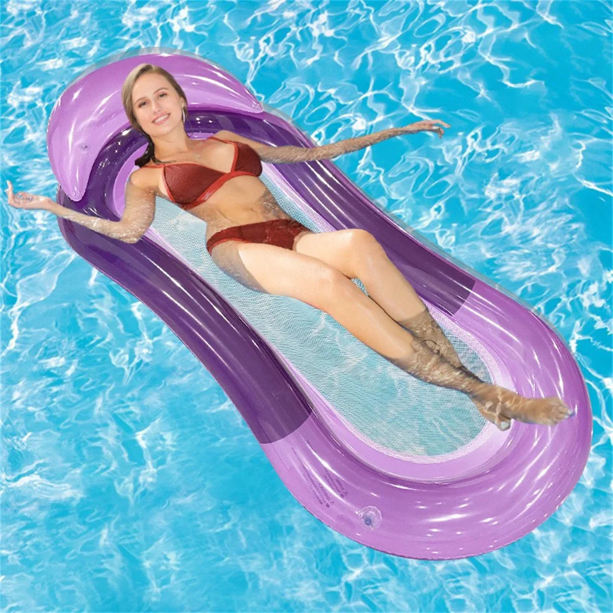 Luxury Inflatable Water Lounger with Elevated Headrest - Perfect for Pool and Beach