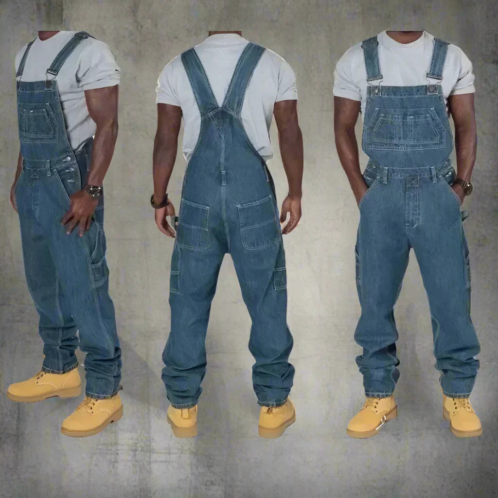 Men's Straight Denim Overall | Modern Workwear Look - Kelim