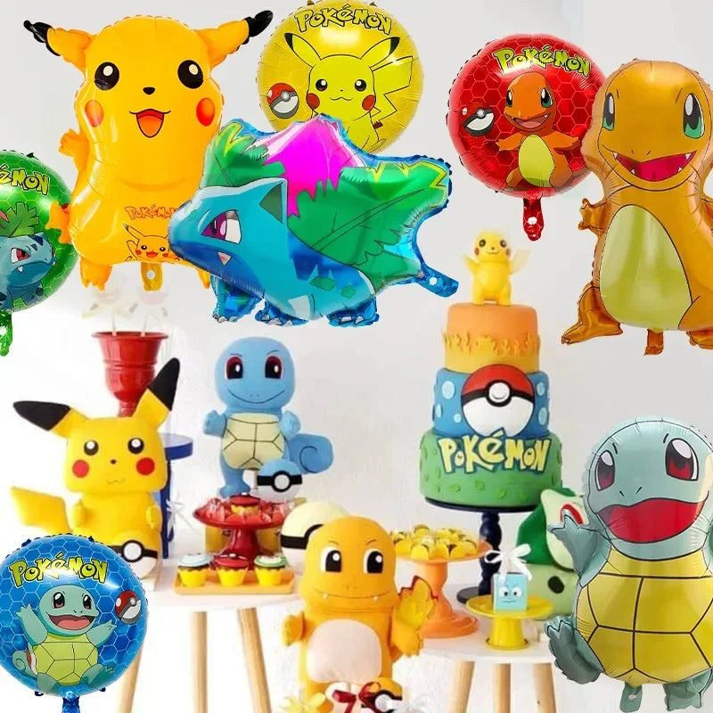 Pikachu and Charmander Aluminium Balloons – Party Decoration for Pokémon Fans