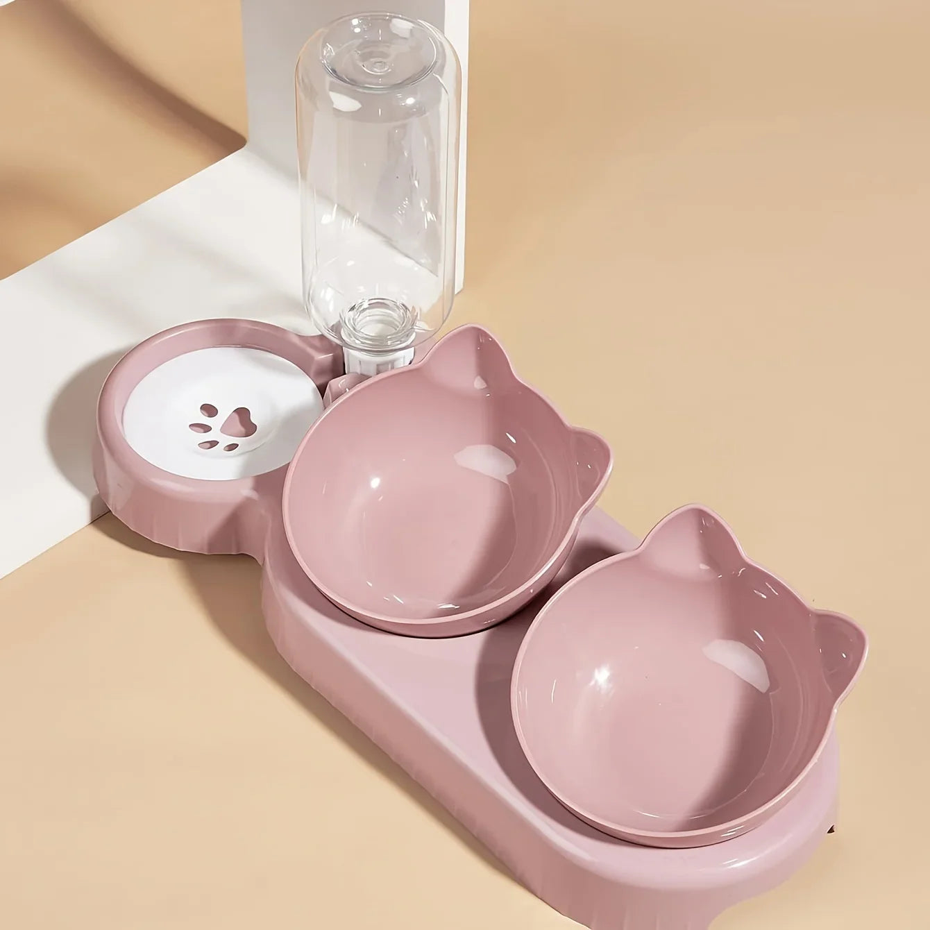 Cat Food and Water Bowl with Ear Design - Comfortable and Playful Dining Experience