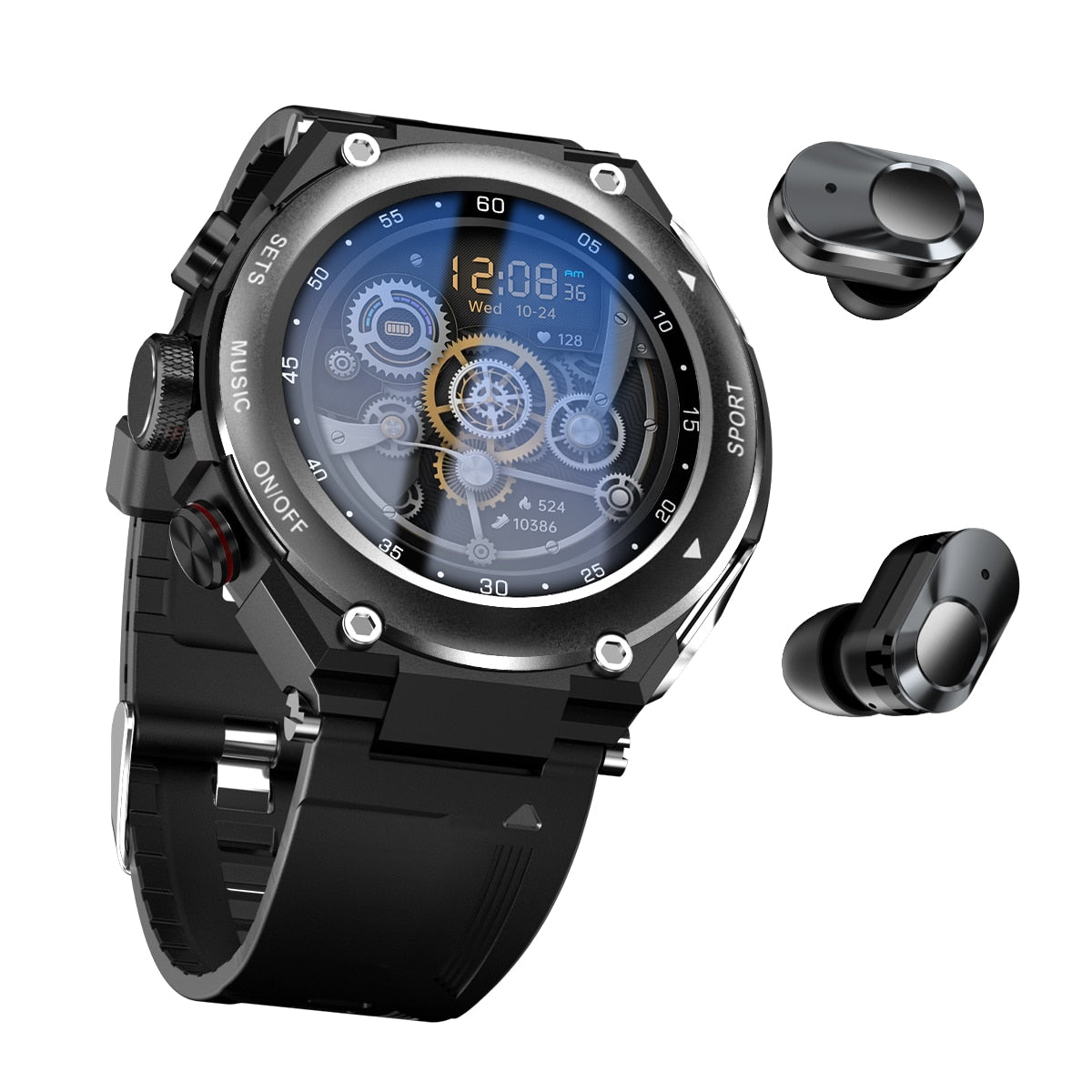 Complete Smartwatch with Integrated Wireless Earbuds – AlphaX
