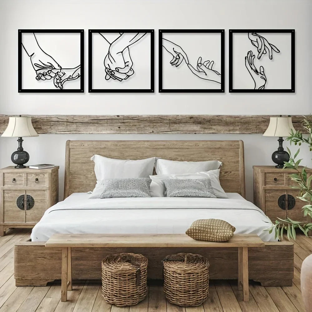 Connected Hands Metal Wall Decoration – Minimalist and Unifying