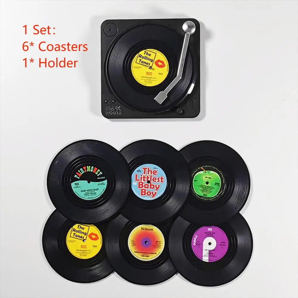 Retro Vinyl Coasters Set - Protect Your Furniture with Musical Style