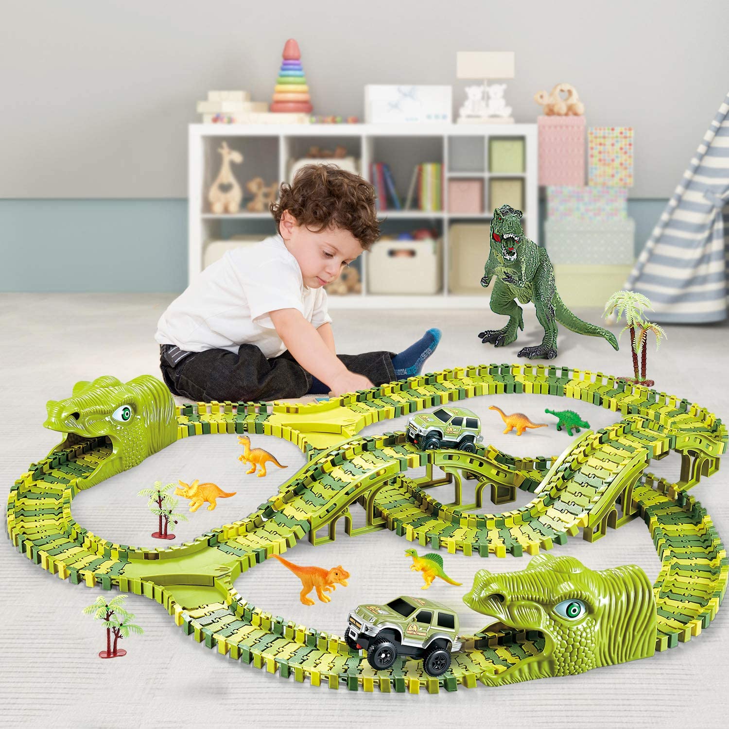 DinoTrack - Dinosaur Toy Set - 360-Degree Track