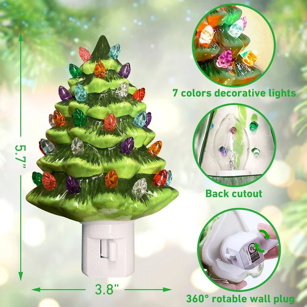 Ceramic Christmas Tree Night Light - Festive Decoration for Your Home