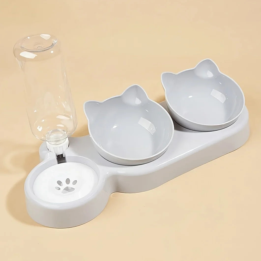 Cat Food and Water Bowl with Ear Design - Comfortable and Playful Dining Experience
