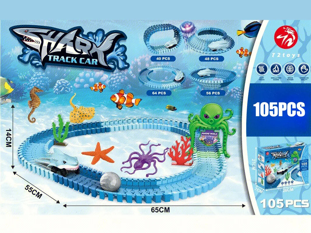 Electric Shark Rail Car Puzzle Set – Creative Building Toy for Children