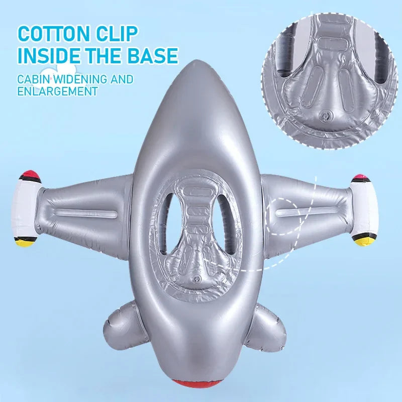 Inflatable Airplane Swim Ring for Babies – Water Toy with Steering Wheel for Summer Fun