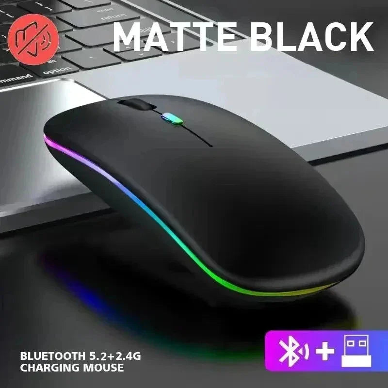 GameCore Wireless Mouse Rechargeable LED Backlight Dual Mode | Wireless Mouse | Bluetooth & 2.4GHz Receiver for Laptop, PC & Gaming