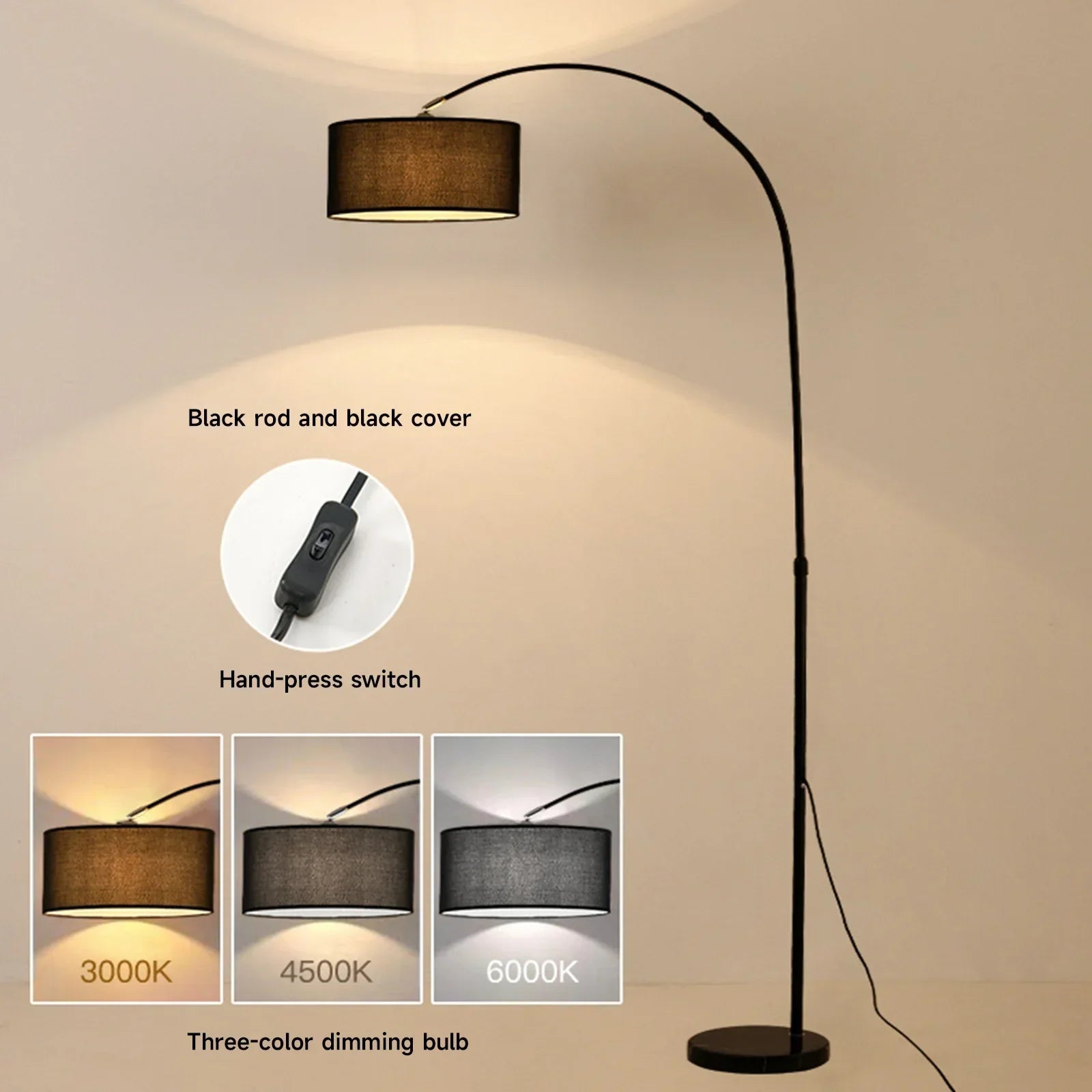 Telescopic Arch Lamp – Adjustable Floor Lamp – 12W Dimmable LED – Modern Design for Living Room & Bedroom