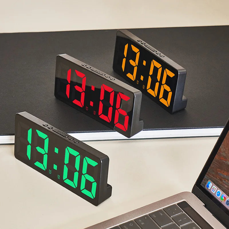 Simple LED Clock Colourful Light Temperature Calendar Alarm Clock Creative Clock