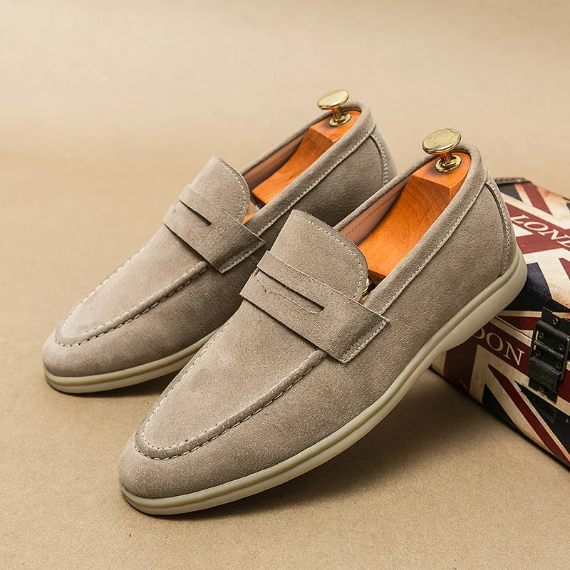 YLS | Men's Suede Black Loafers - Classic Slip-On Shoes