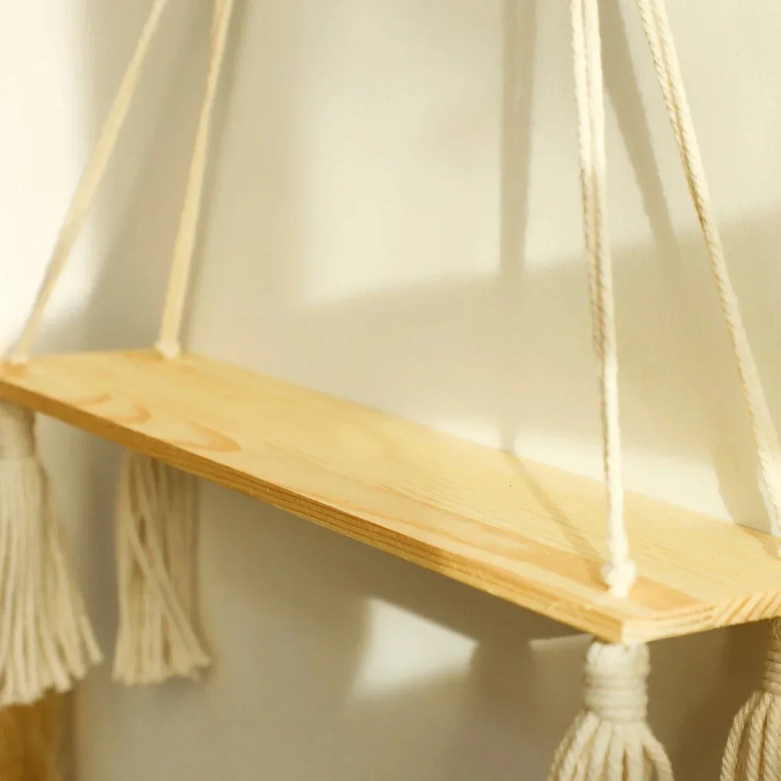 Macramé Wall Shelf - Wooden Shelf in Boho Style
