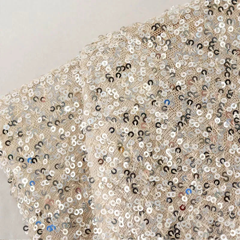 Shoulder Padded Sequin Mini Dress with Glitter - CHRISTINA
