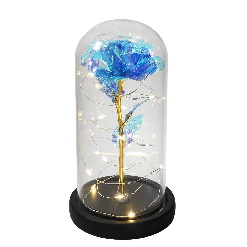 CrystalAura LED Rose Dome | Elegant Lighted Rose for Wedding and Event Decor