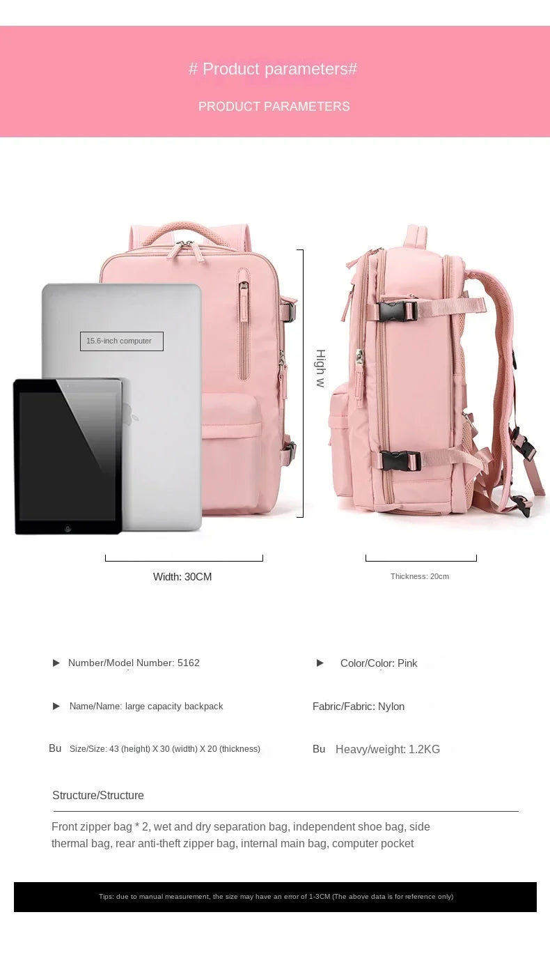 Travel Carry-On Backpack with Shoe Compartment