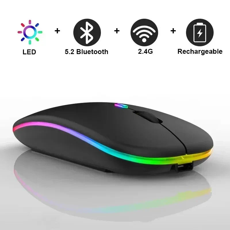 GameCore Wireless Mouse Rechargeable LED Backlight Dual Mode | Wireless Mouse | Bluetooth & 2.4GHz Receiver for Laptop, PC & Gaming