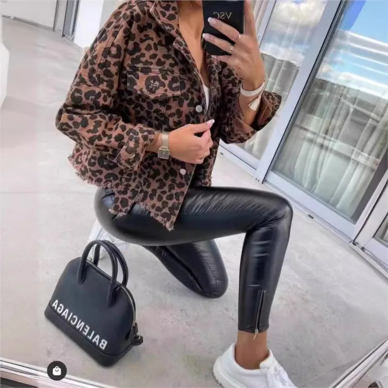 RENATE | Leopard Print Denim Jacket for Women - Stylish & Fashionable