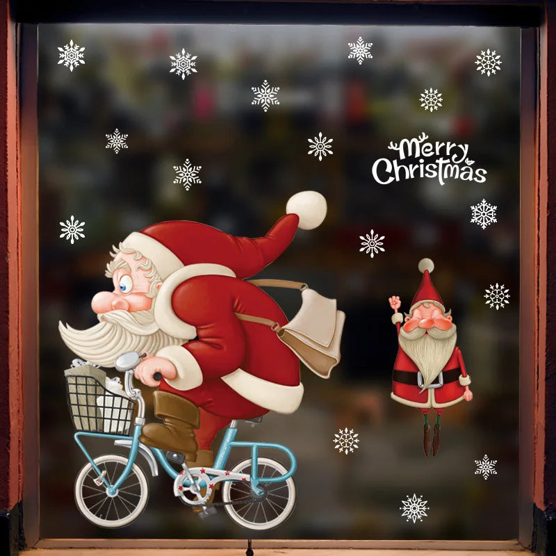 Window Christmas Decorations - Festive Decor with Santa and Animals for a Cosy Christmas