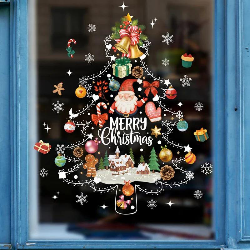 Window Christmas Decorations - Festive Decor with Santa and Animals for a Cosy Christmas