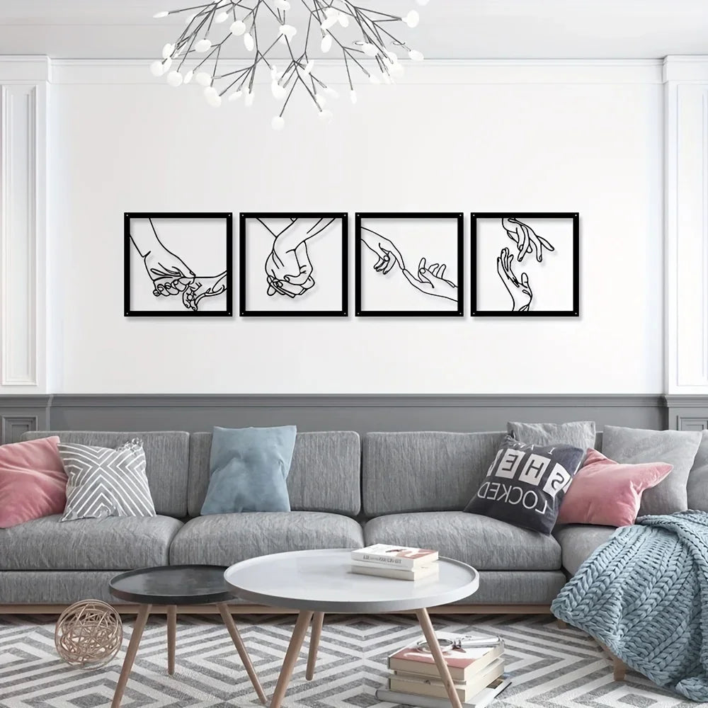 Connected Hands Metal Wall Decoration – Minimalist and Unifying