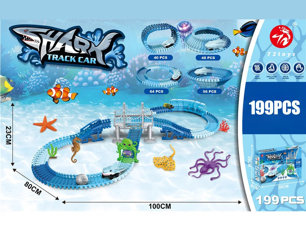 Electric Shark Rail Car Puzzle Set – Creative Building Toy for Children