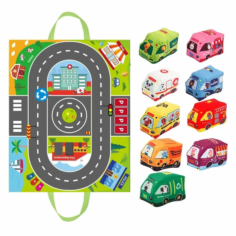 Soft Traffic Friends - Toy Set with Foldable Play Mat