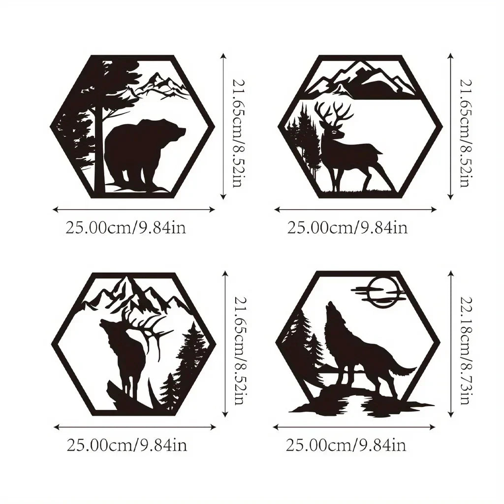 Wilderness Geometric Wall Decor – Animals and Mountains