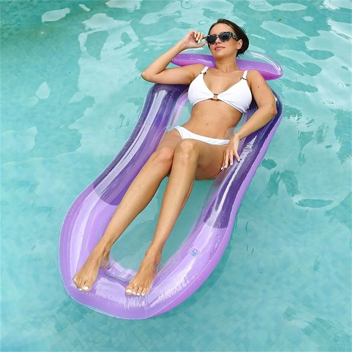 Luxury Inflatable Water Lounger with Elevated Headrest - Perfect for Pool and Beach