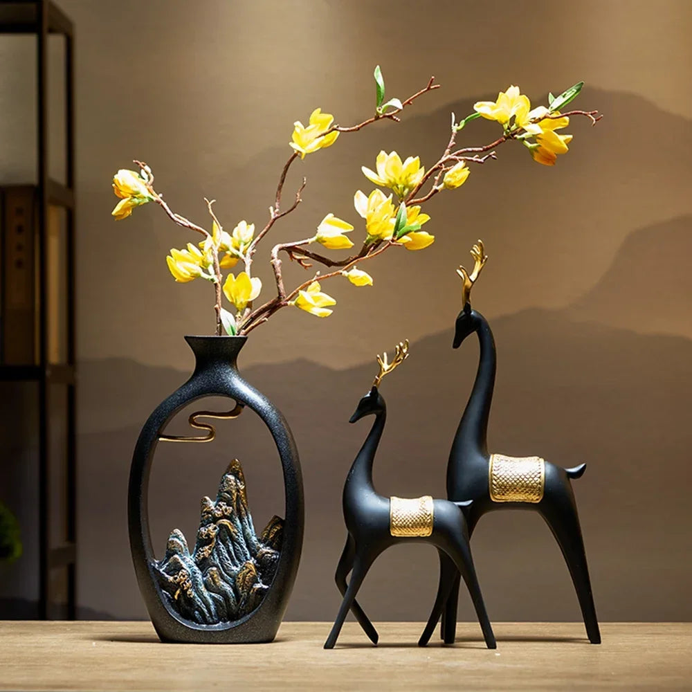 Oriental Mountain Landscape Vases - Artistic and Exotic