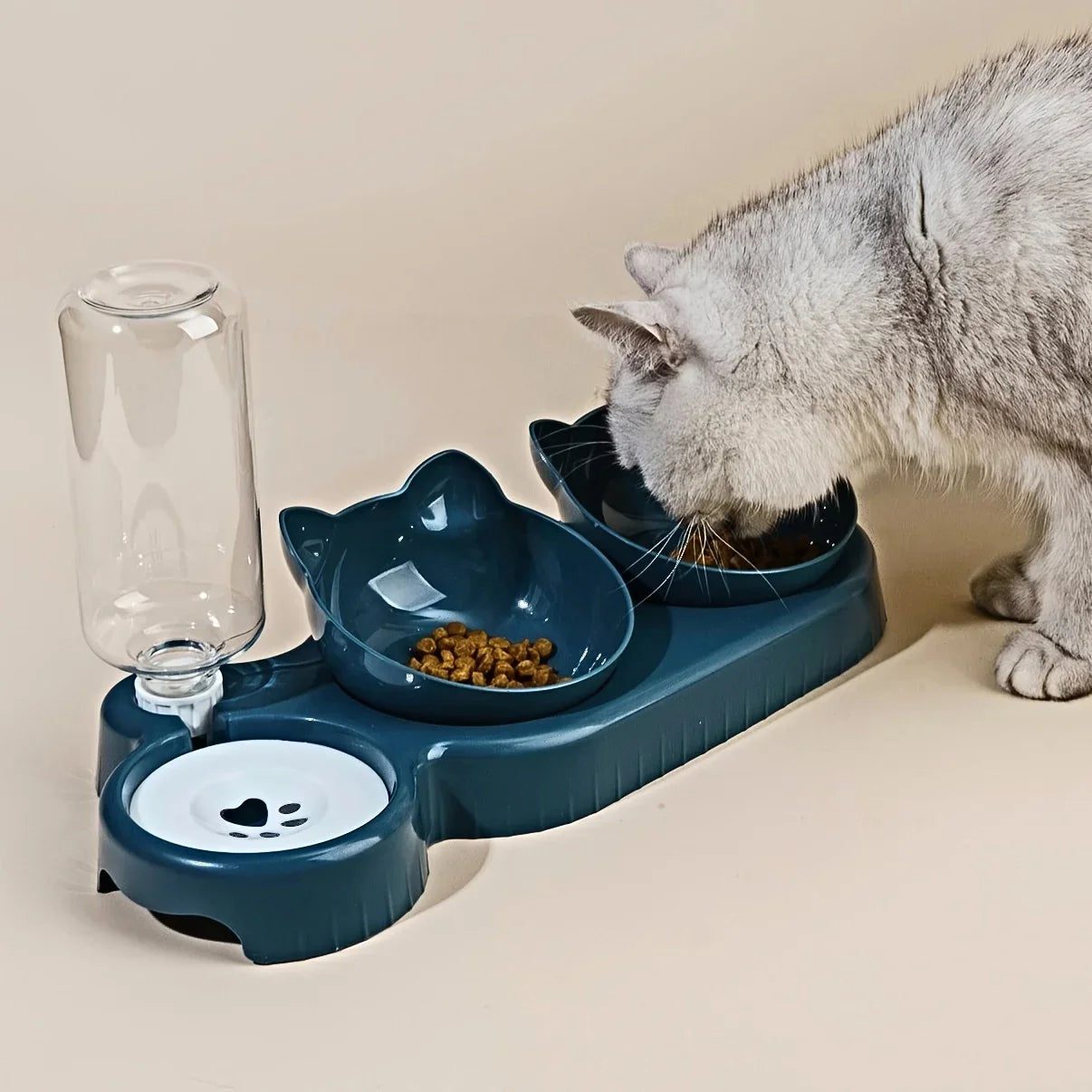 Cat Food and Water Bowl with Ear Design - Comfortable and Playful Dining Experience