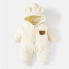 Hooded Winter Overall with Bear Motif for Babies – Warm & Fluffy