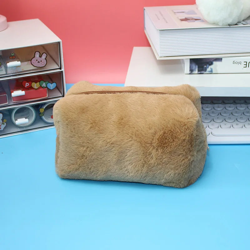 Plush zip case | Pencil case | Soft storage case with large capacity for pencils and pens