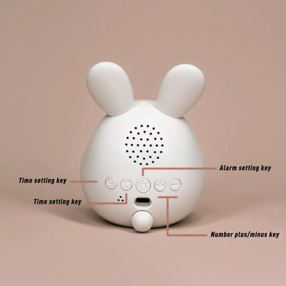 Rabbit-shaped children's alarm clock with LED night light - BunniGlow
