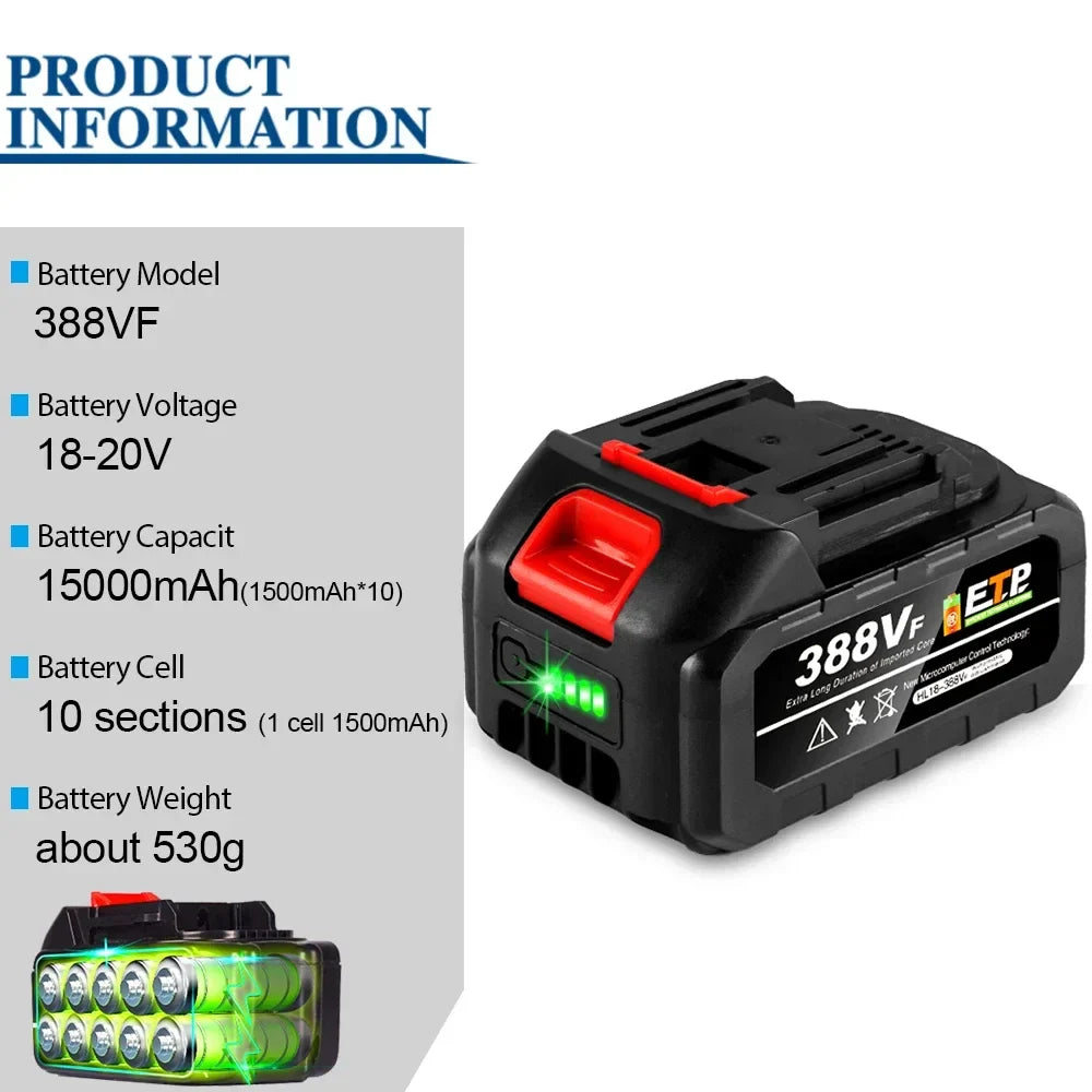 RechargePro 18-20V Lithium Battery for Makita 18V Tools | Battery Pack | Rechargeable Battery for Chainsaw, Drill & Impact Wrench
