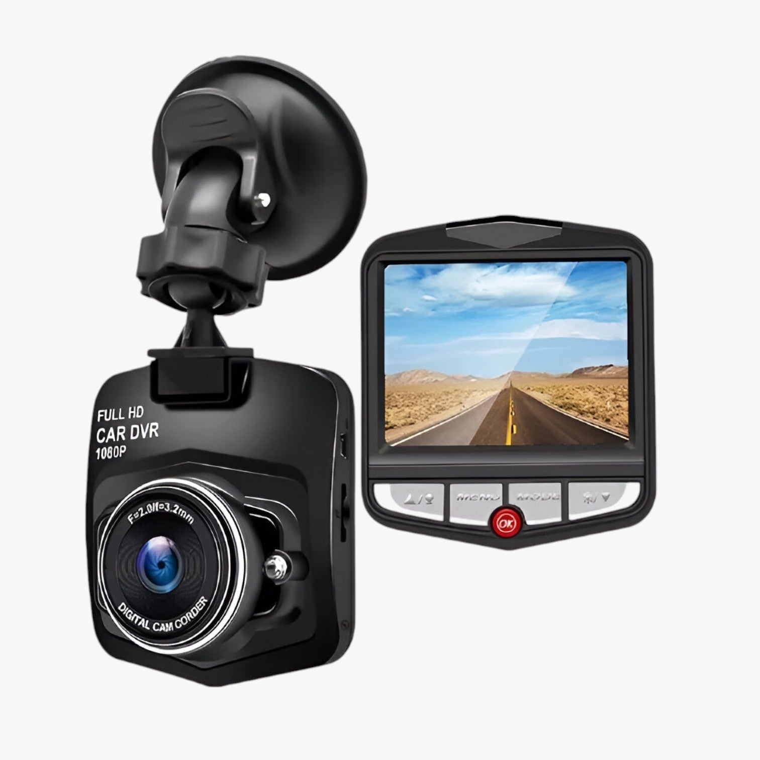 Compact 1080p HD Dashcam – Night Vision with Loop Recording