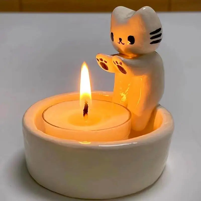 Cat Candle Holder - Charming Holder with Cute Cat for Cosy Moments